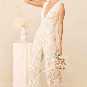 Lulus  Cream Lace Jumpsuit size M